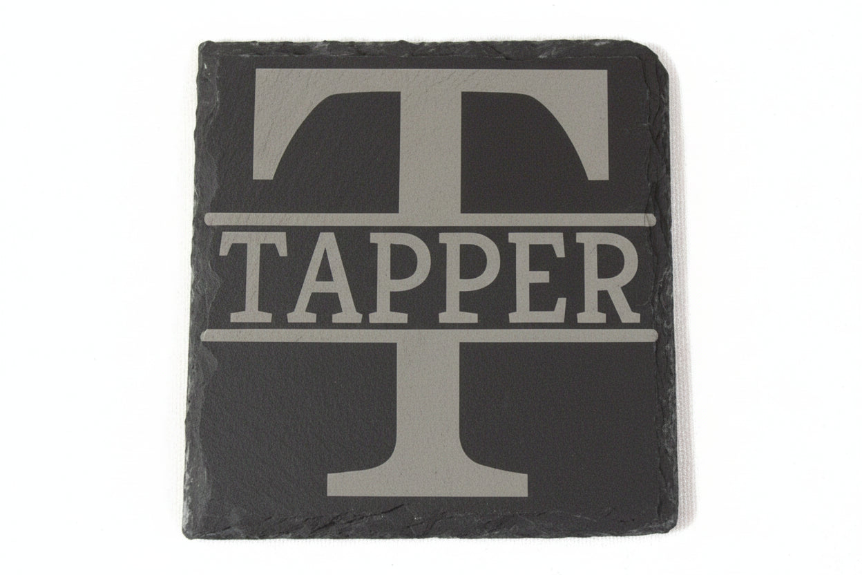 Customized Bold Monogram Slate Coasters - Set of 4