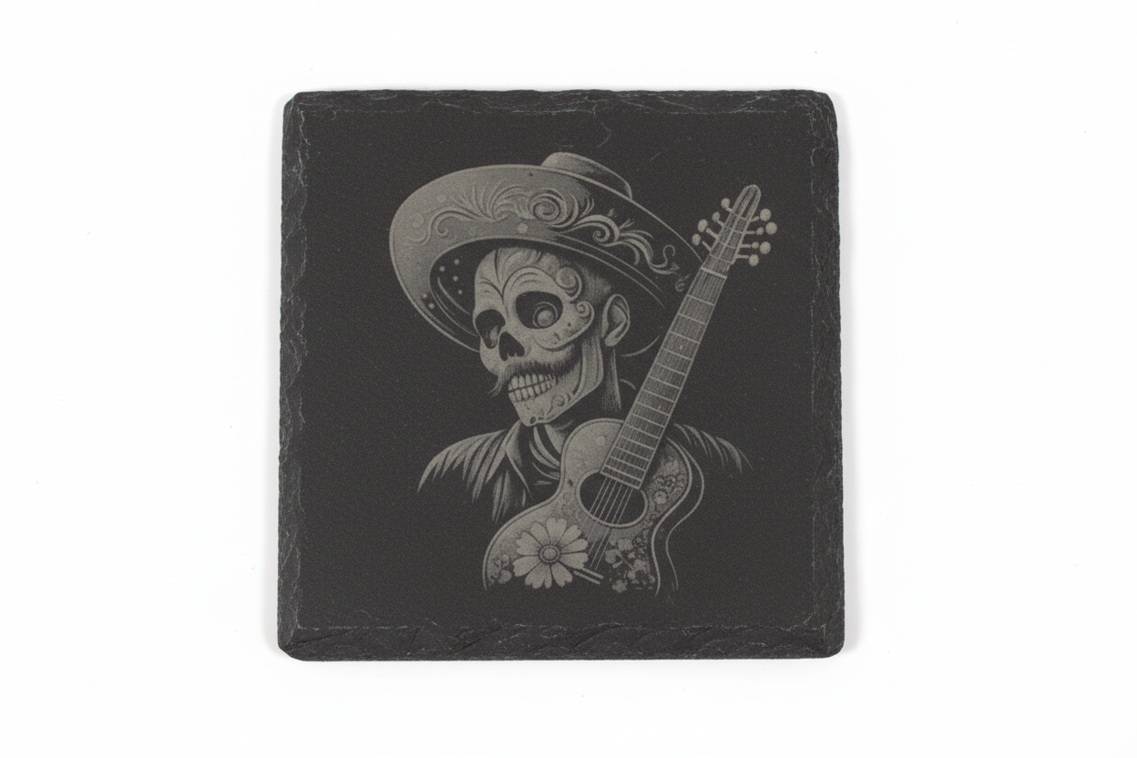 Sugar Skull Guitarist Coasters - Set of 4