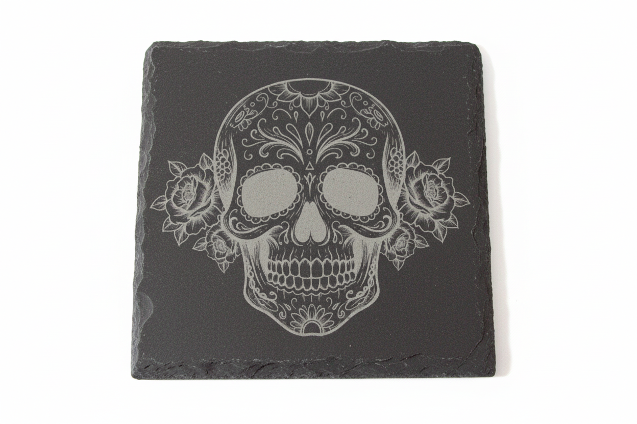 Slate coaster with shadows removed