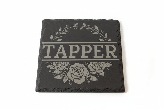 Customized Floral Monogram Slate Coasters - Set of 4