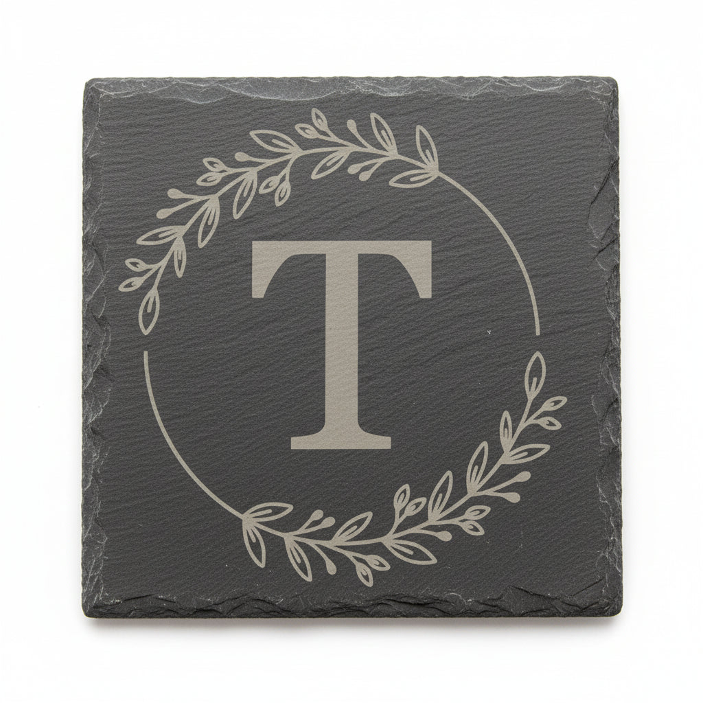 Customized Circlet Monogram Slate Coasters - Set of 4