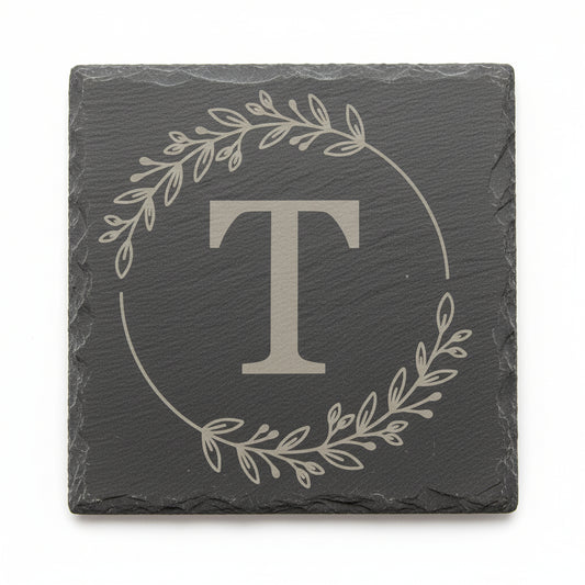 Customized Circlet Monogram Slate Coasters - Set of 4