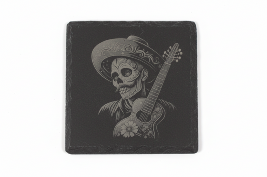 Sugar Skull Guitarist Coasters - Set of 4