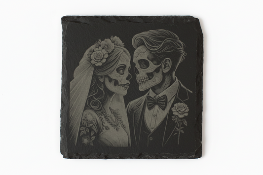 Sugar Skull Bride and Groom Coasters - Set of 4