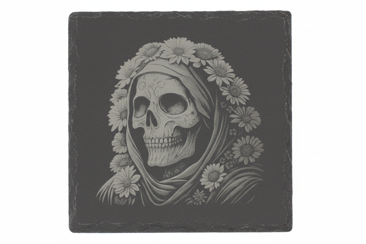 Sugar Skull Floral Bride Coaster -Set of 4