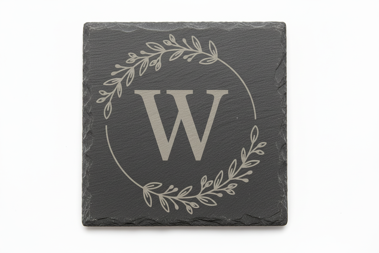 Slate coaster with monogram letter W