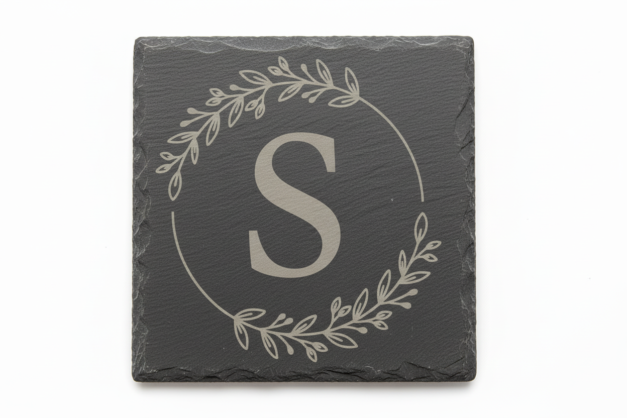 Slate coaster with monogram letter S