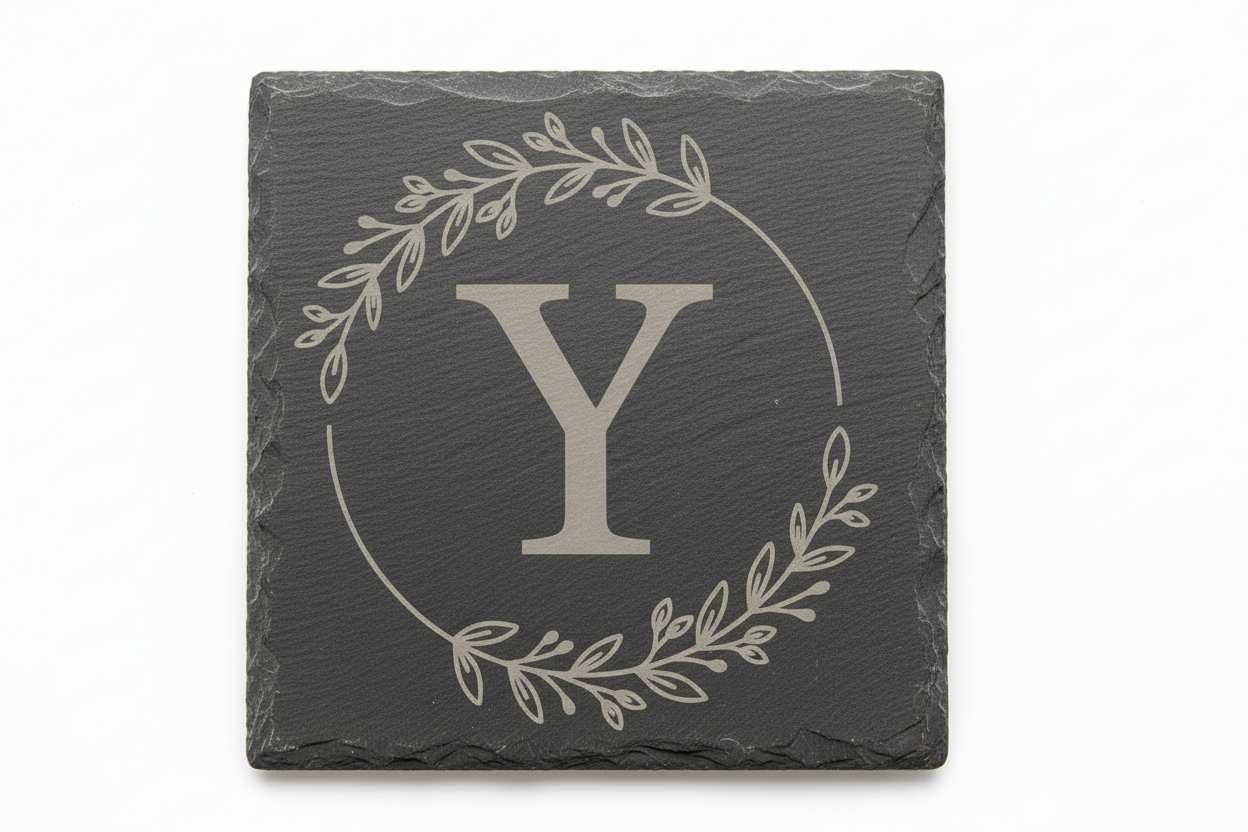 Slate coaster with monogram letter Y