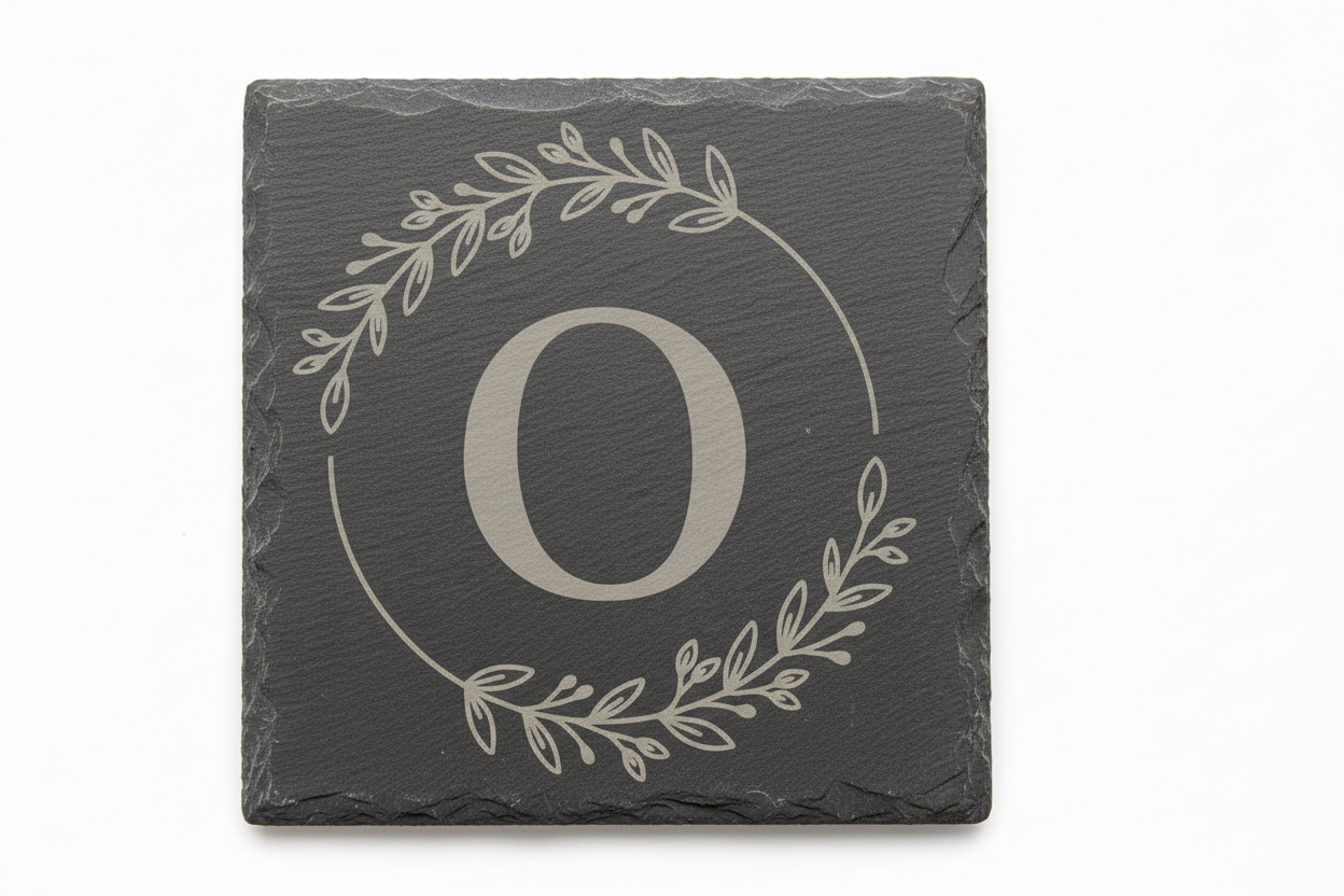 Slate coaster with monogram letter O