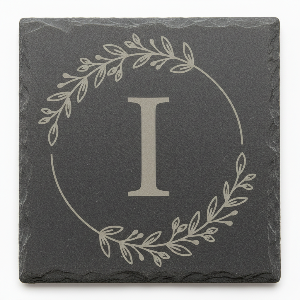 Slate coaster with letter I