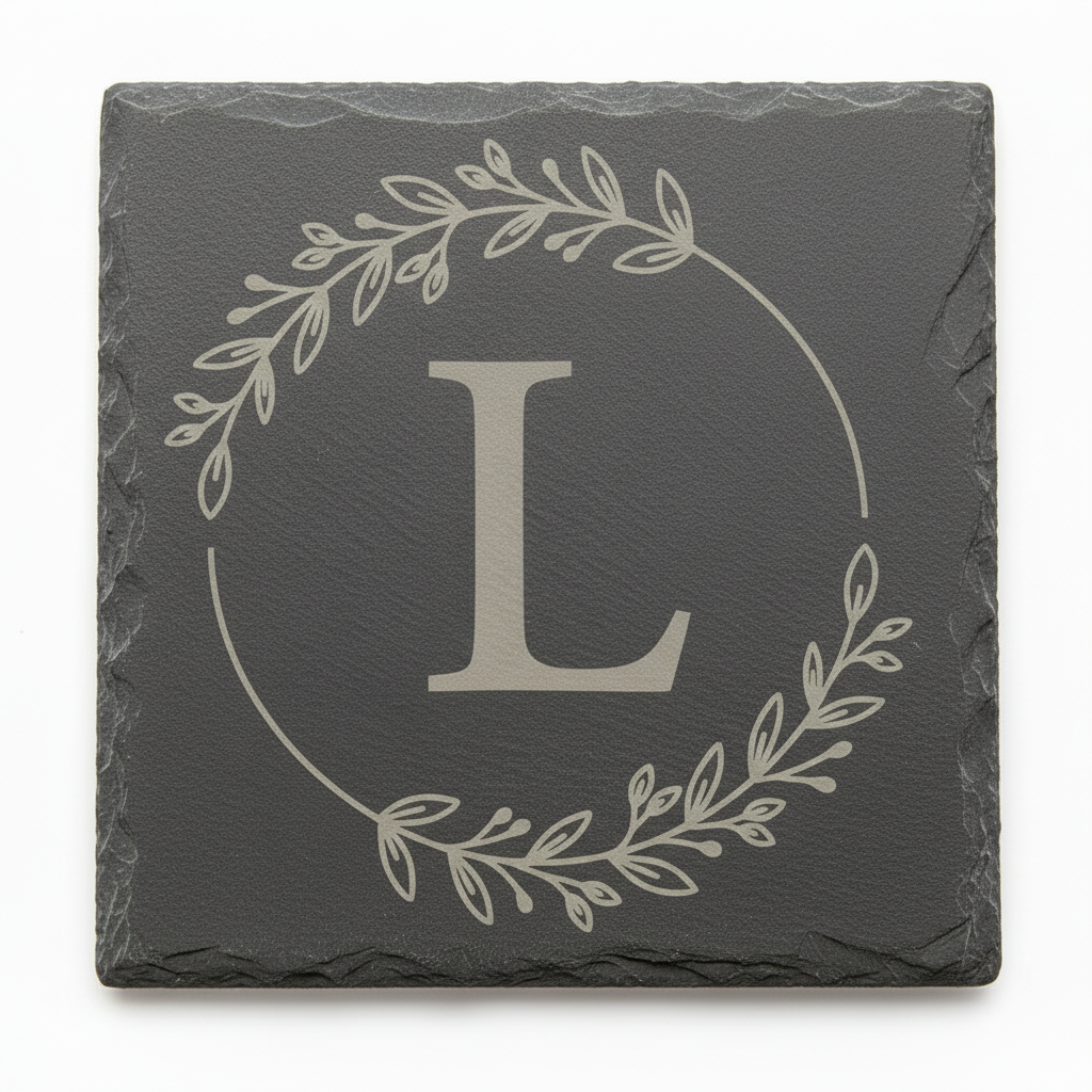 Slate coaster with letter L