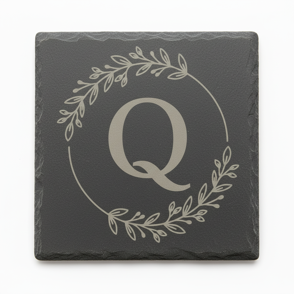 Slate coaster with letter Q