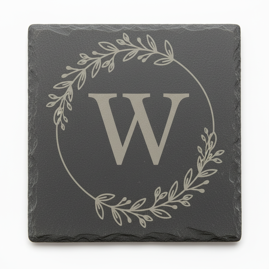 Slate coaster with letter W
