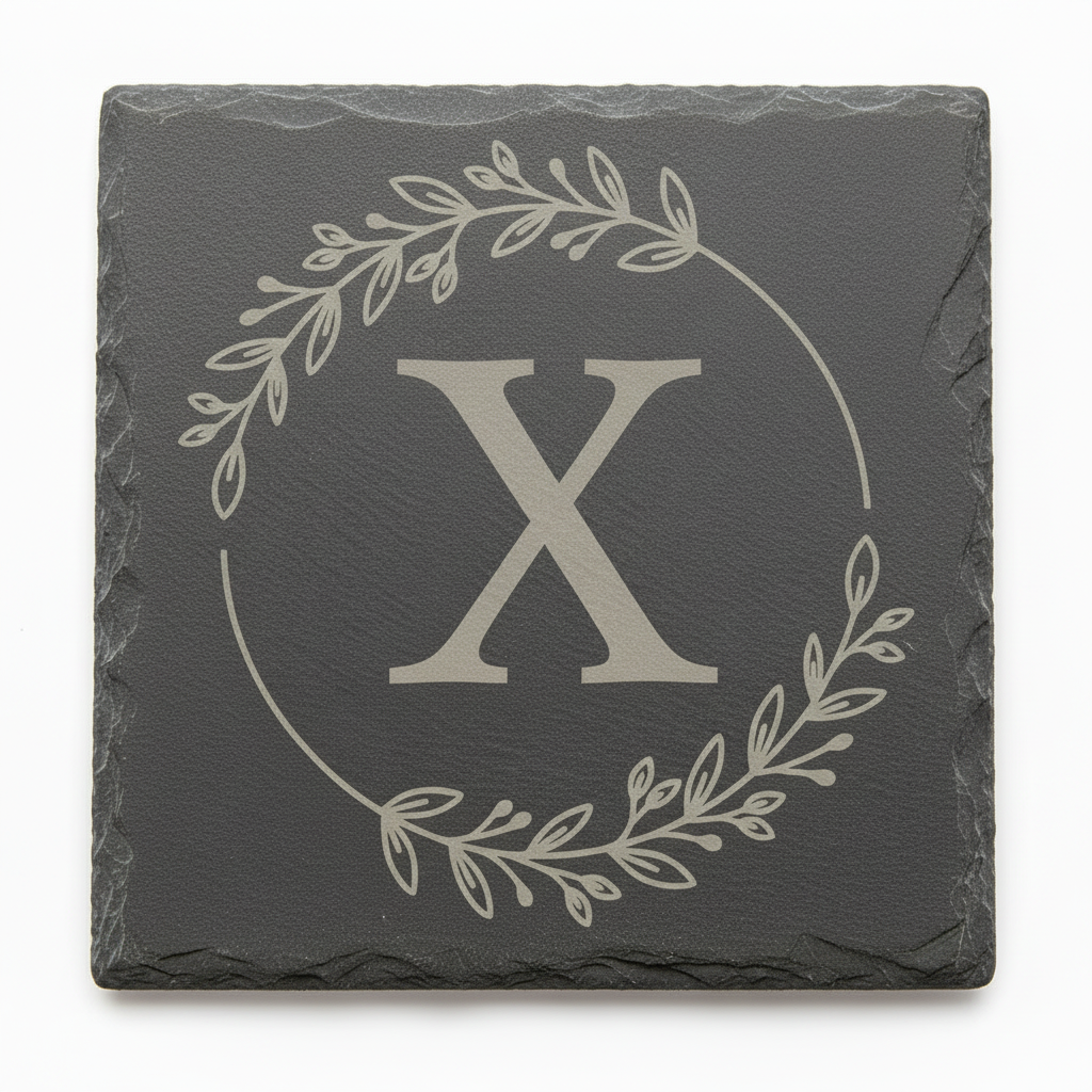 Slate coaster with letter X