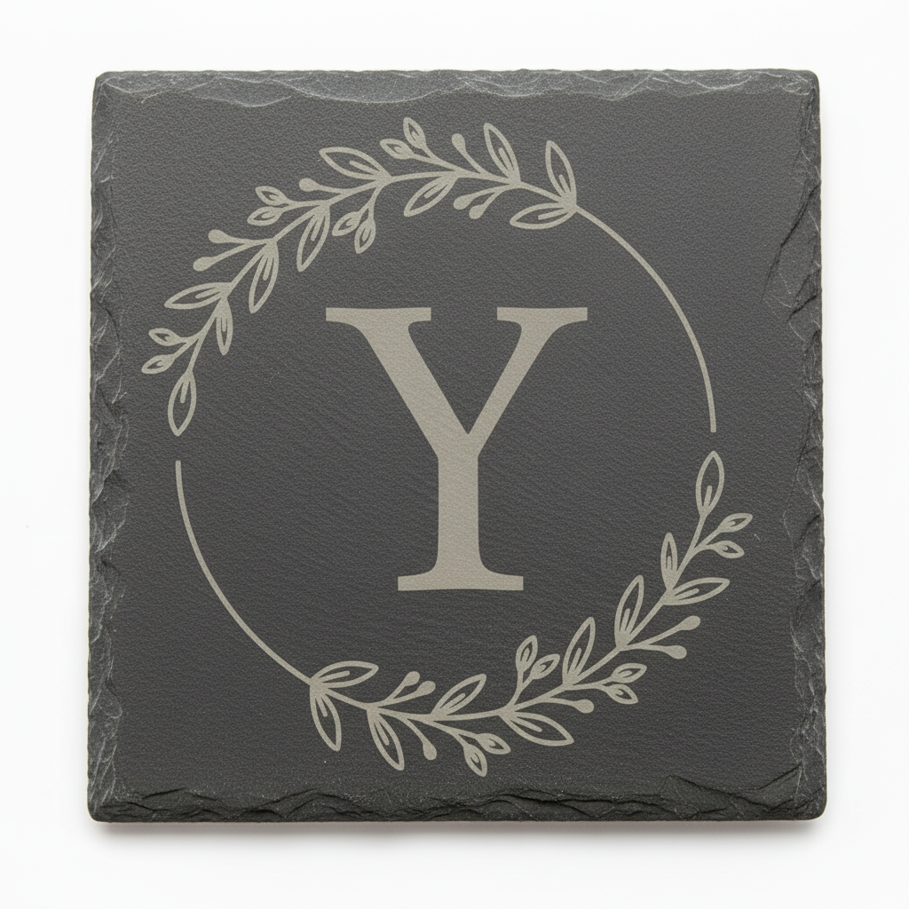 Slate coaster with letter Y