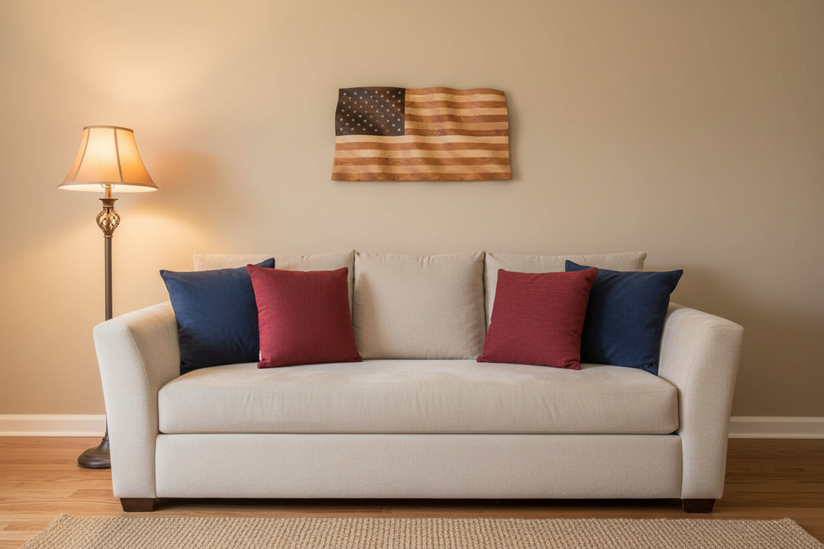Wavy Wooden Flag - Family Room