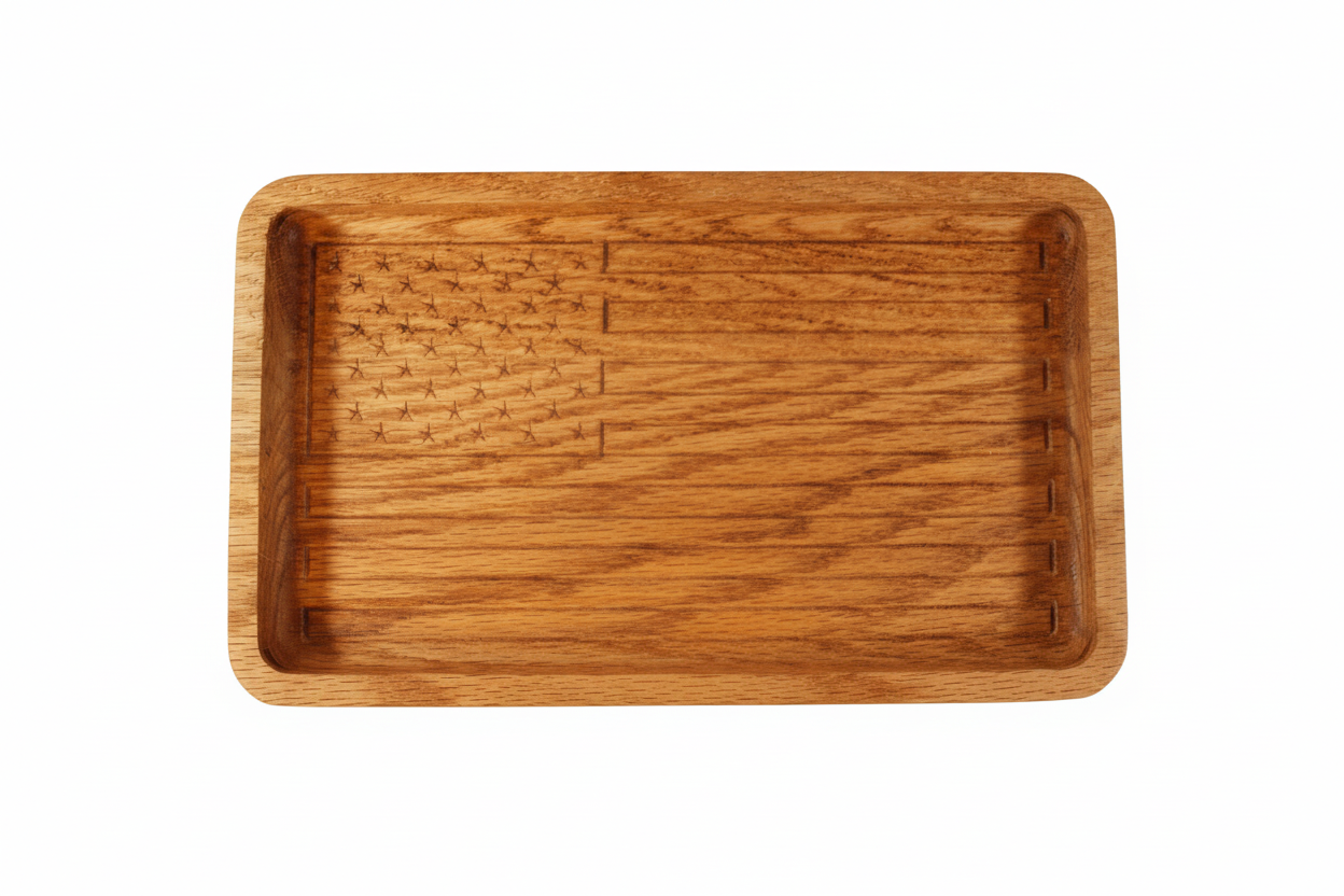 Wooden tray with shadows removed
